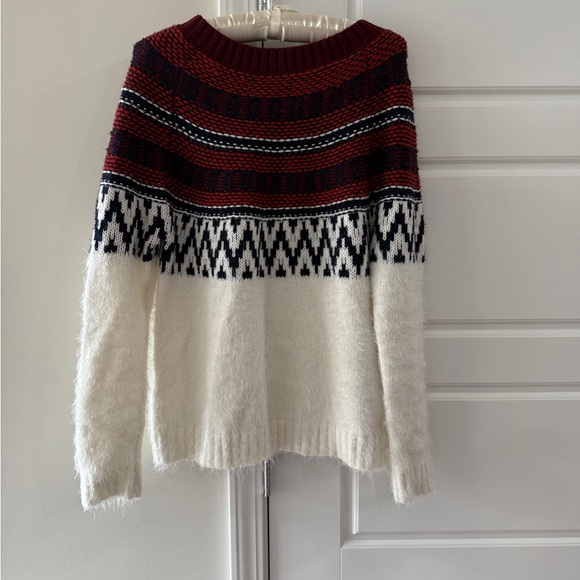 BB Dakota Red and White Patterned Sweater - Picture 1 of 4